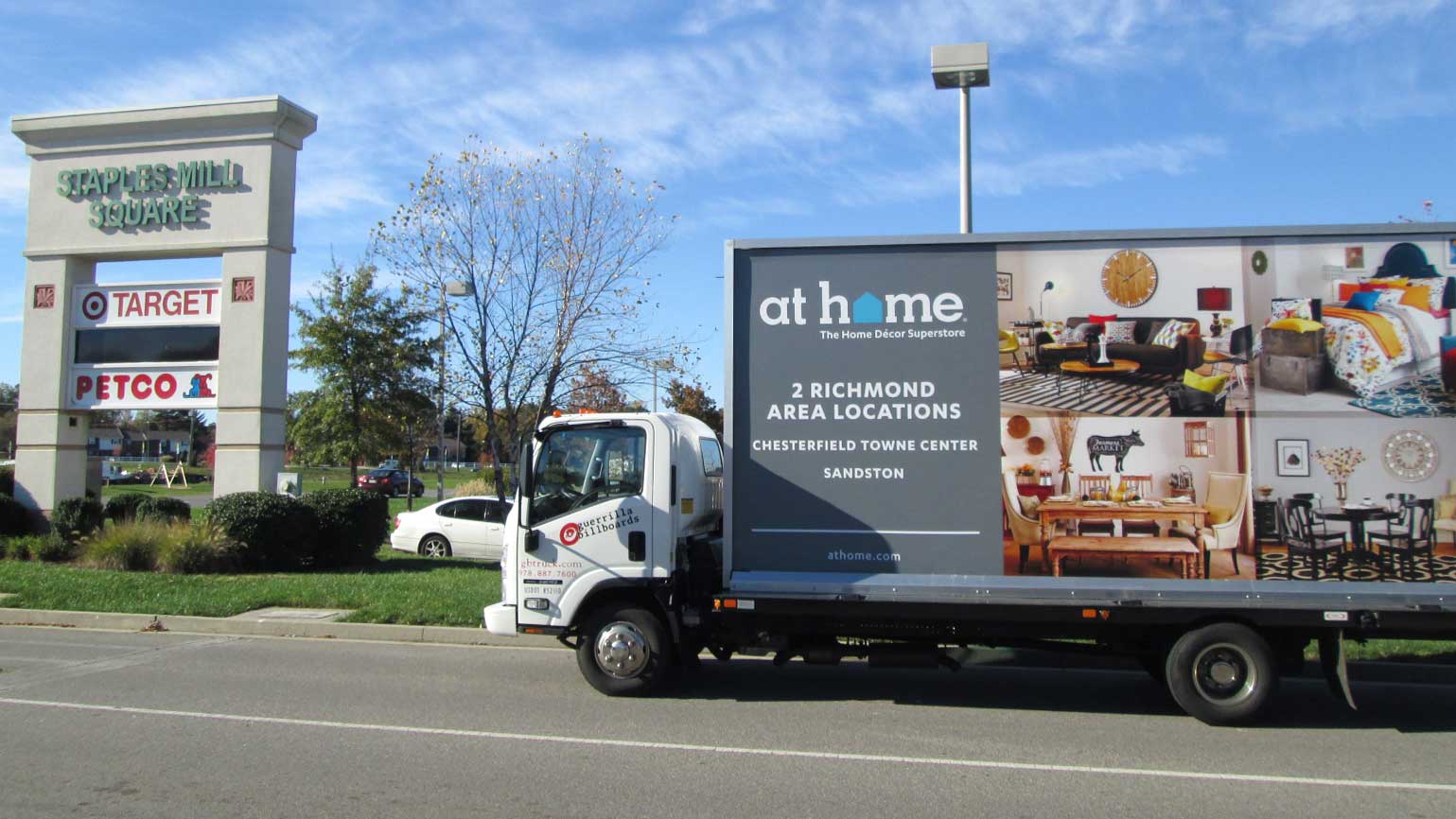 Billboard truck promoting At Home Furniture stores in Richmond VA.