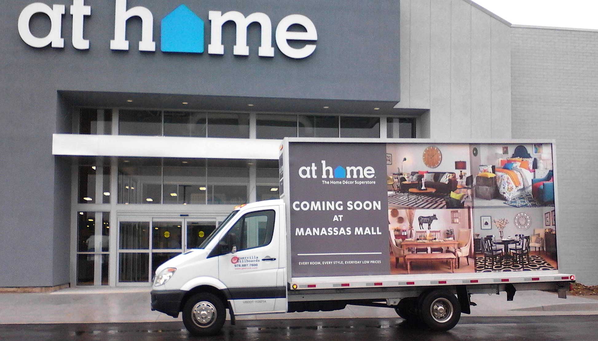 Billboard truck promotion the soon to open At Home store in Manassas VA