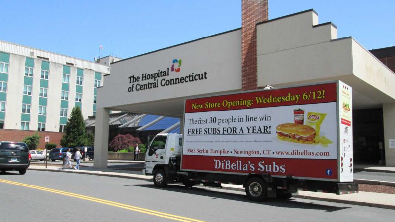 Billboard truck featuring a New Restaurant Opening Ad