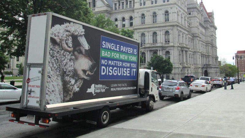 Mobile billboard ad operating at the New York State Capitol Complex in Albany NY