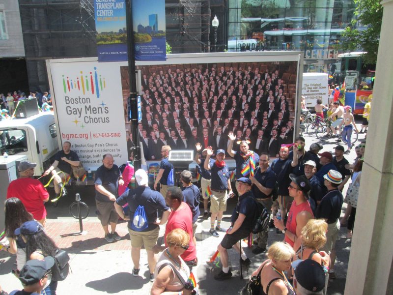 Mobile billboard as a float in the 2019 Boston Pride Parade