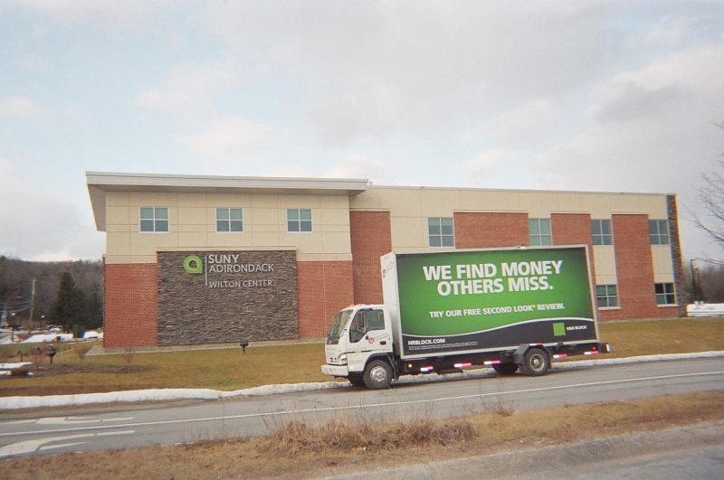 Mobile billboard ad in Wilton, NY