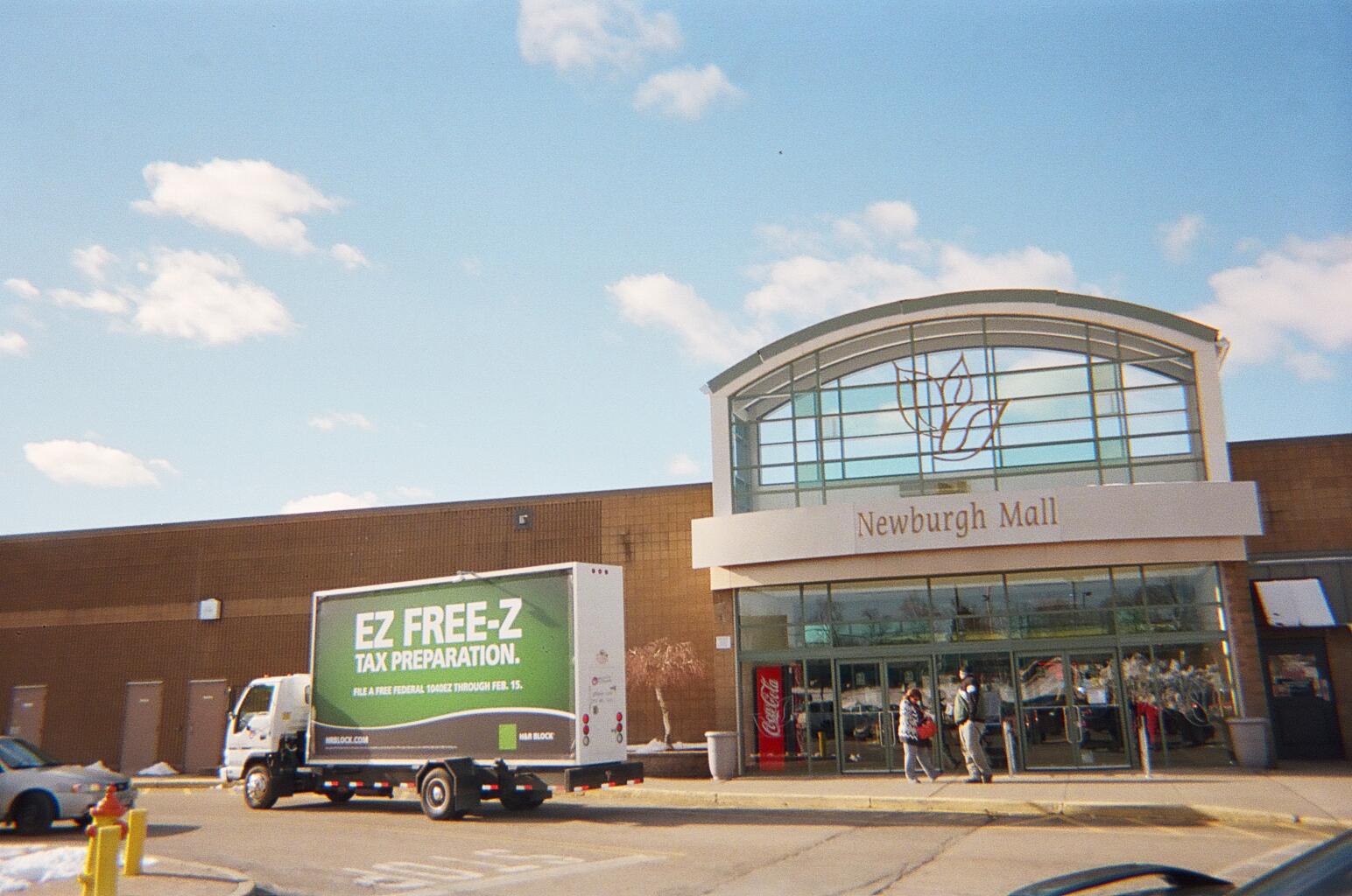 H&R Block billboard truck in Newburgh NY