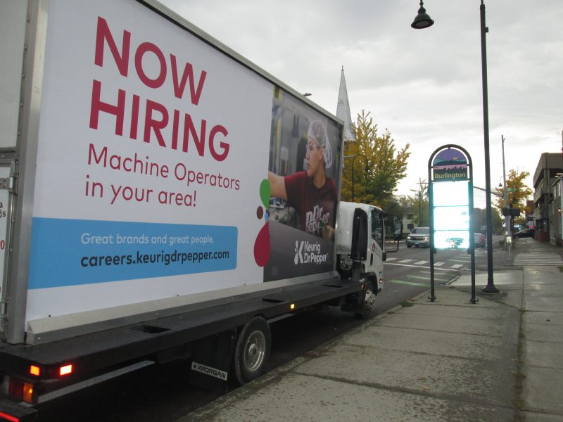 Mobile billboard truck in Burlington VT