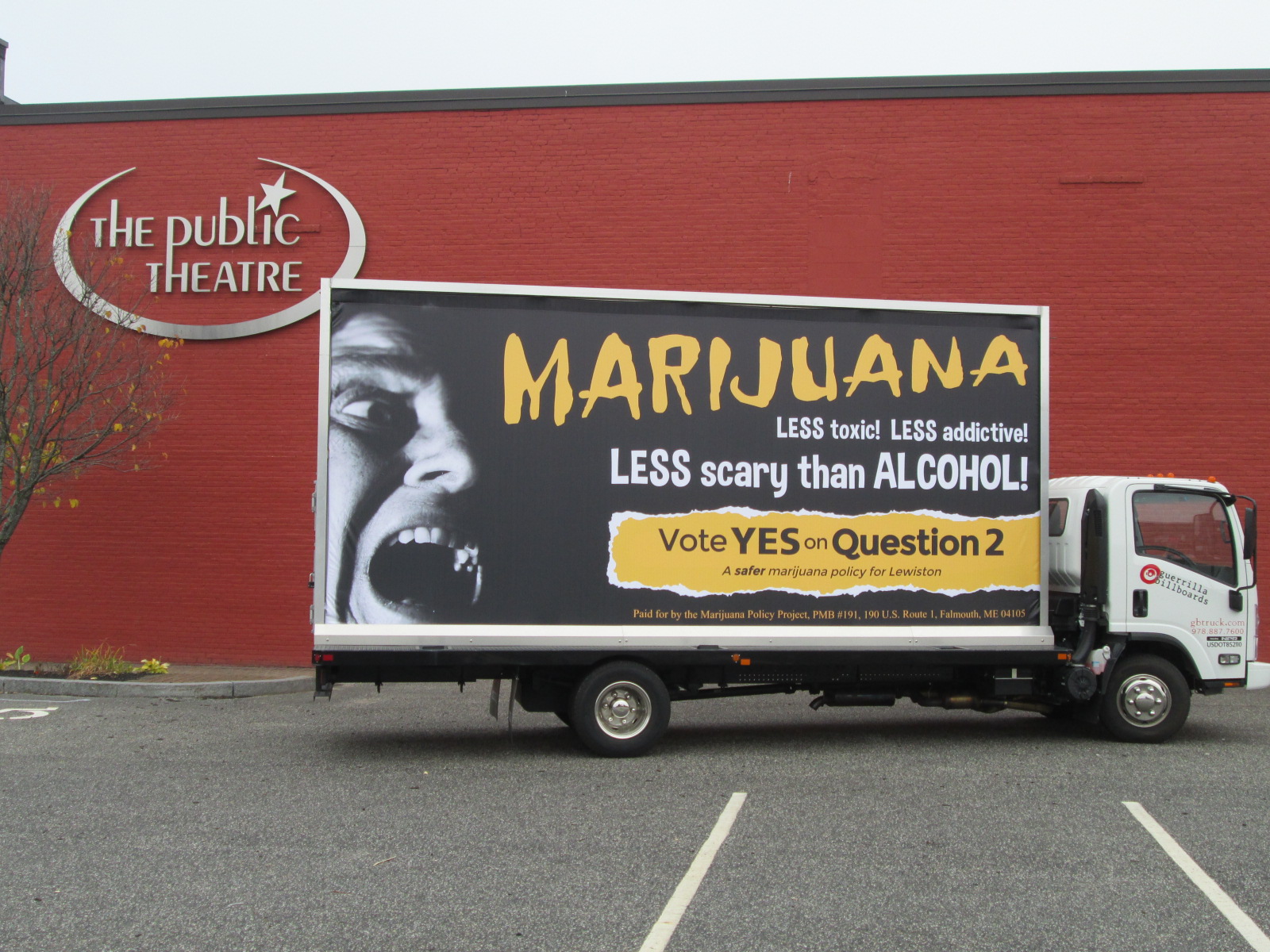 Question 2 billboard ad in Lewiston Maine