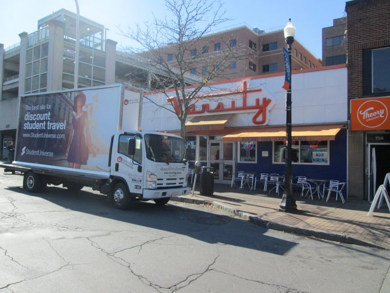 Mobile billboard truck at Syracuse University