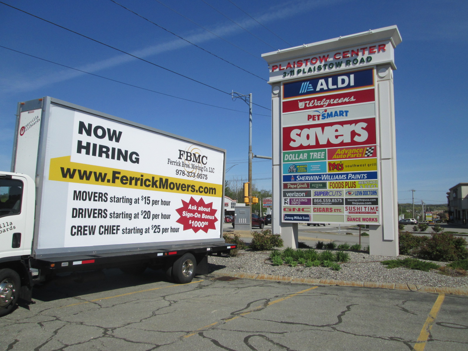 NOW HIRING mobile billboard ad in Plaistow NH