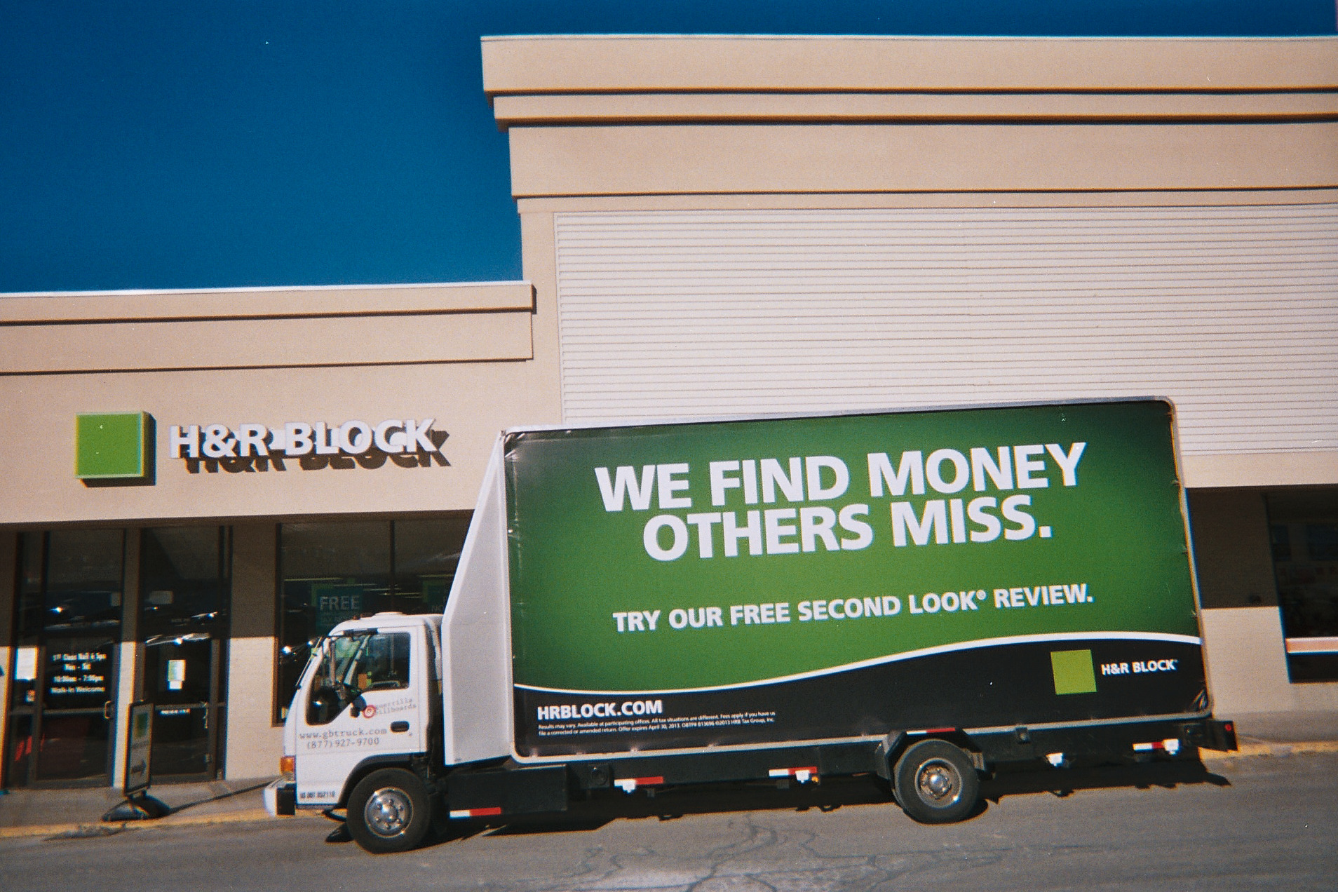 H&R Block mobile billboard ad in Biddeford ME