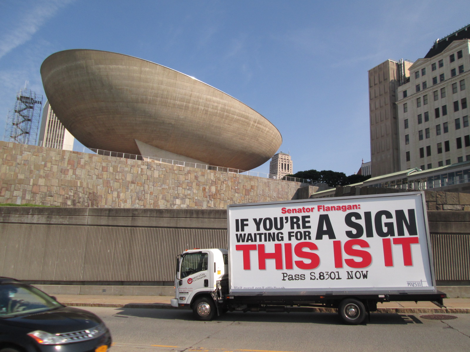 NYSUT 2018 Senator Flanagan billbord truck in Albany NY