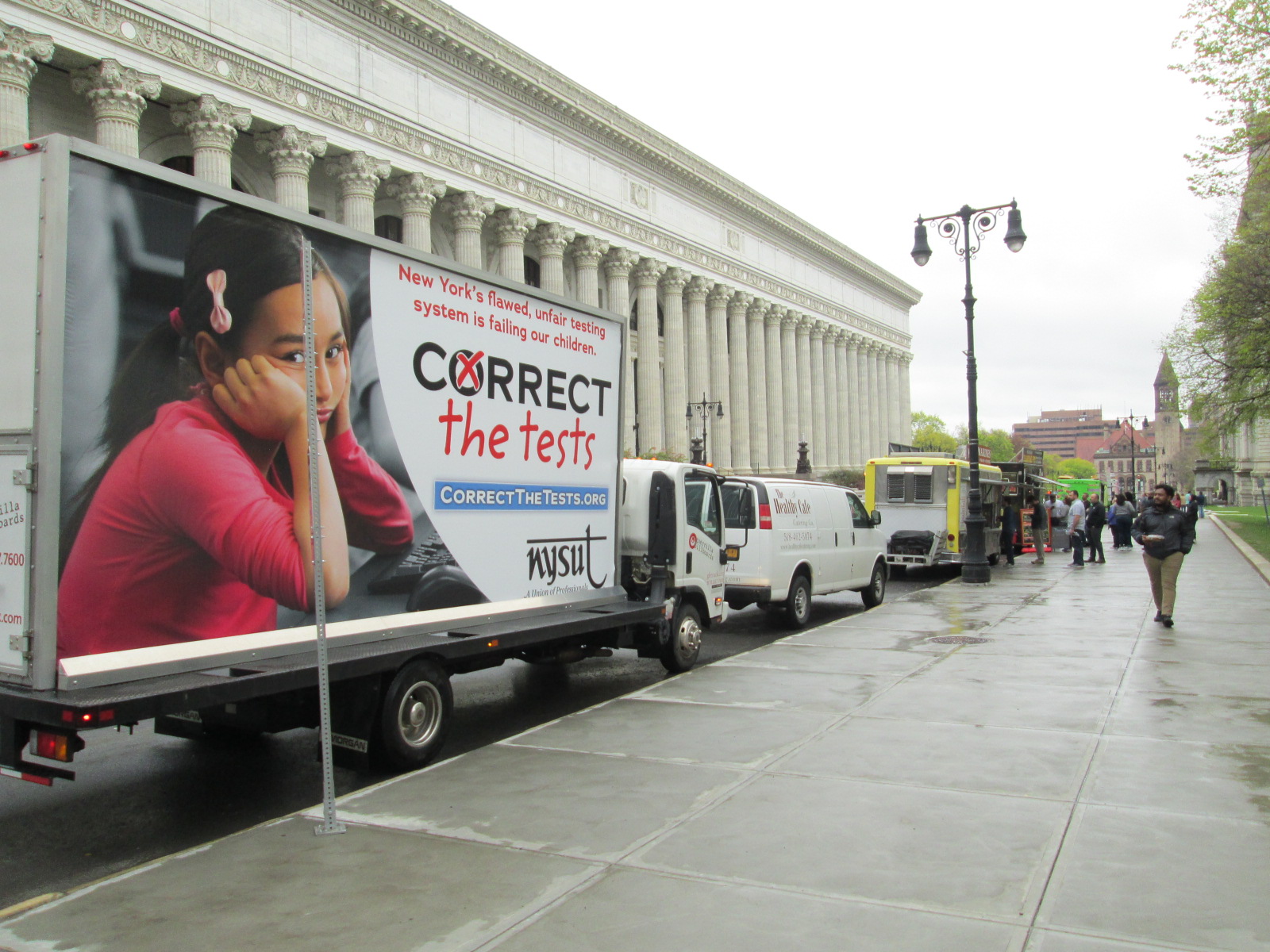 NYSUT billboard truck parked in Albany NY