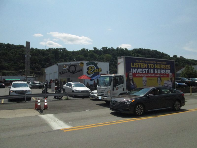 Mobile billboard along the in Pittsburgh