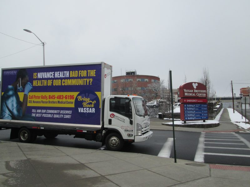 March 2022 mobile billboard truck at Vassar Brothers Medical Center in Poughkeepsie NY