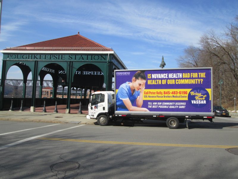 1199SEIU March 2022 mobile billboard ad in Poughkeepsie NY
