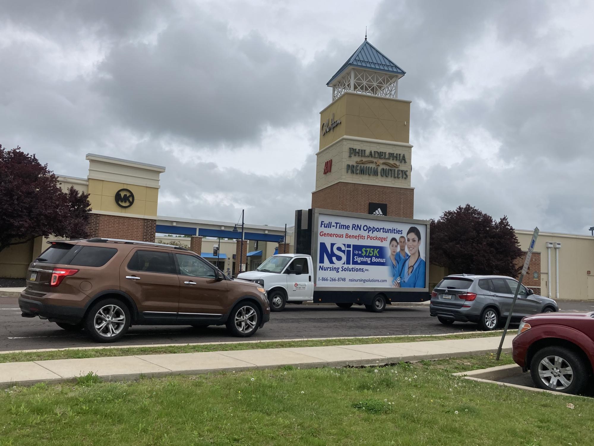 Mobile billboard at Pennsylvania Premium Outlets
