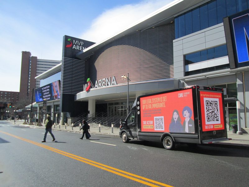 LED Digital mobile billboard truck on South Pearl Street, Albany, NY