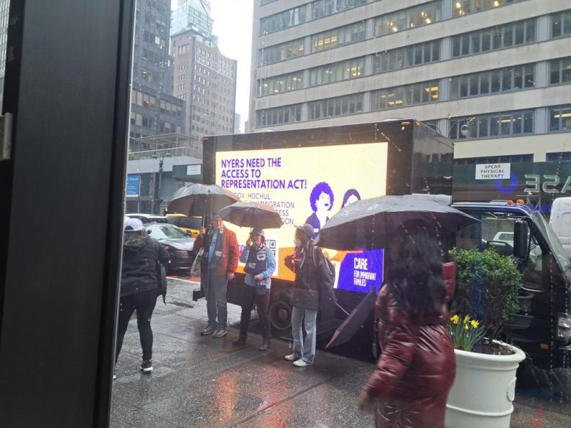 LED Digital mobile billboard truck stopped on 3rd Avenue, New York City