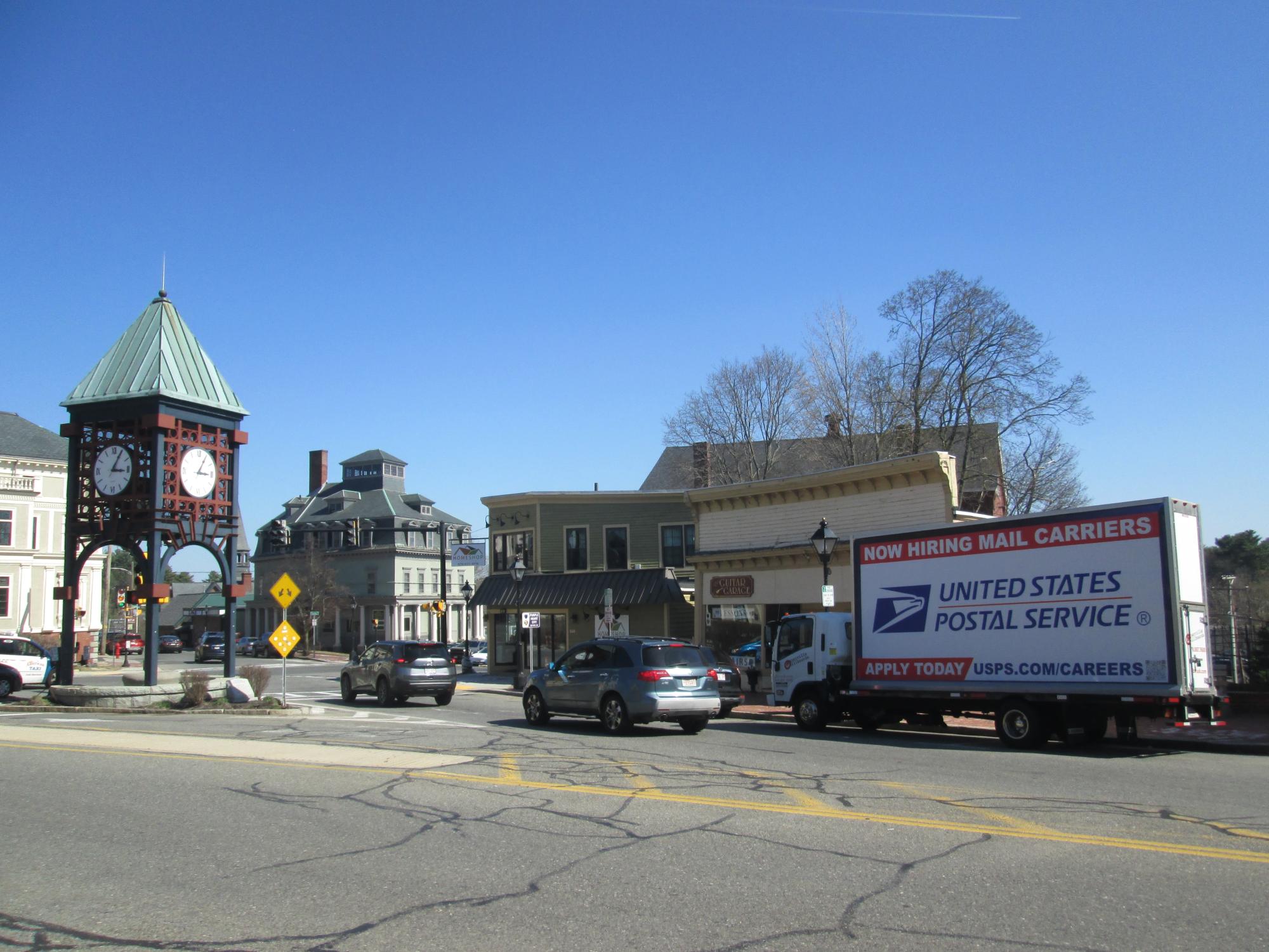 USPS Now Hiring Mail Carriers mobile billboard in Methuen MA.