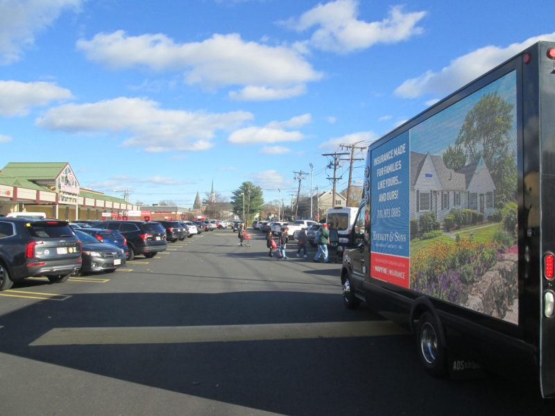 LED billboard truck at Hannaford Supermarket in Waltham MA
