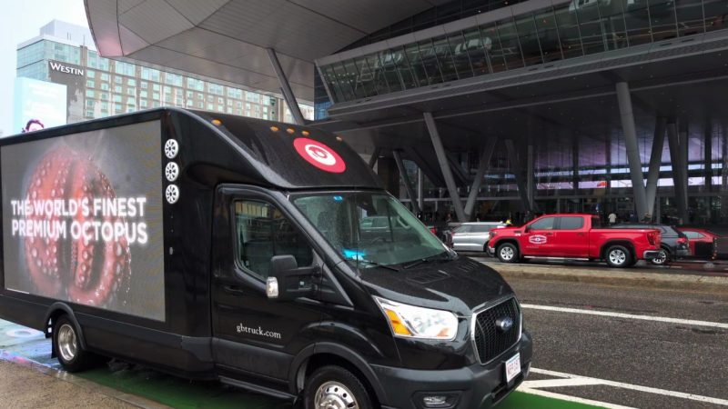 LED mobile billboard advertising truck in Boston, MA.