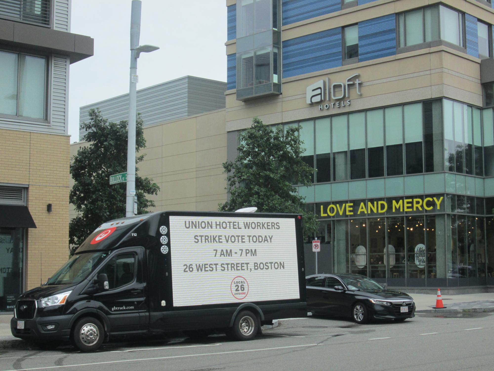 LED digital mobile billboard truck in Boston.