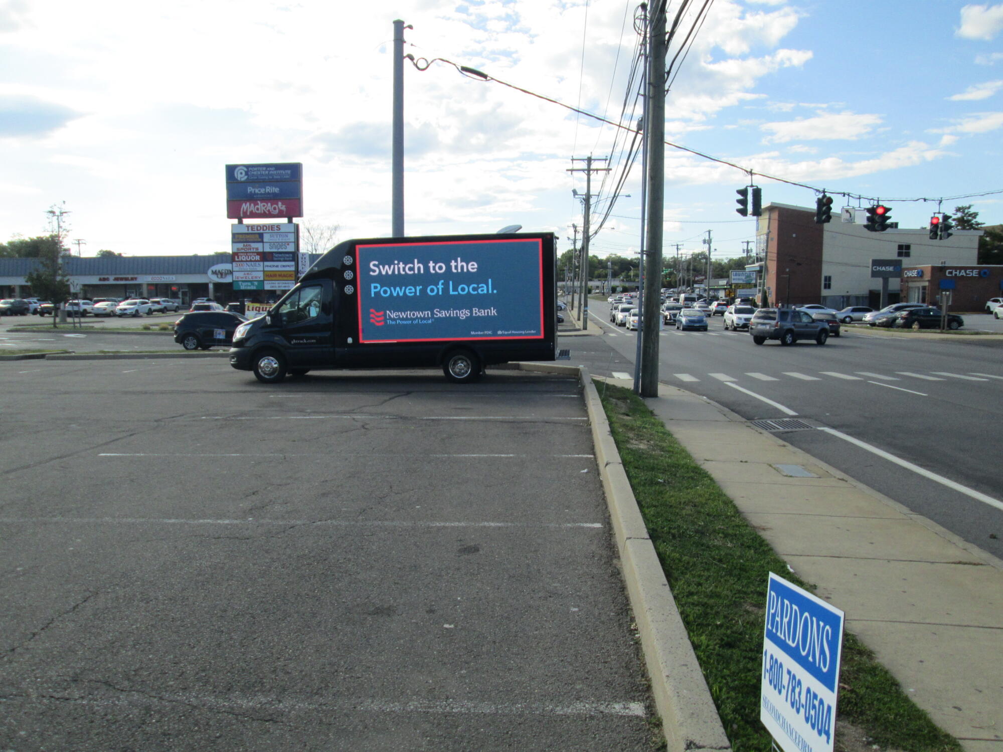 Bridgeport CT mobile digital billboard ad for Newtown Savings Bank, Switch to the Power of Local.