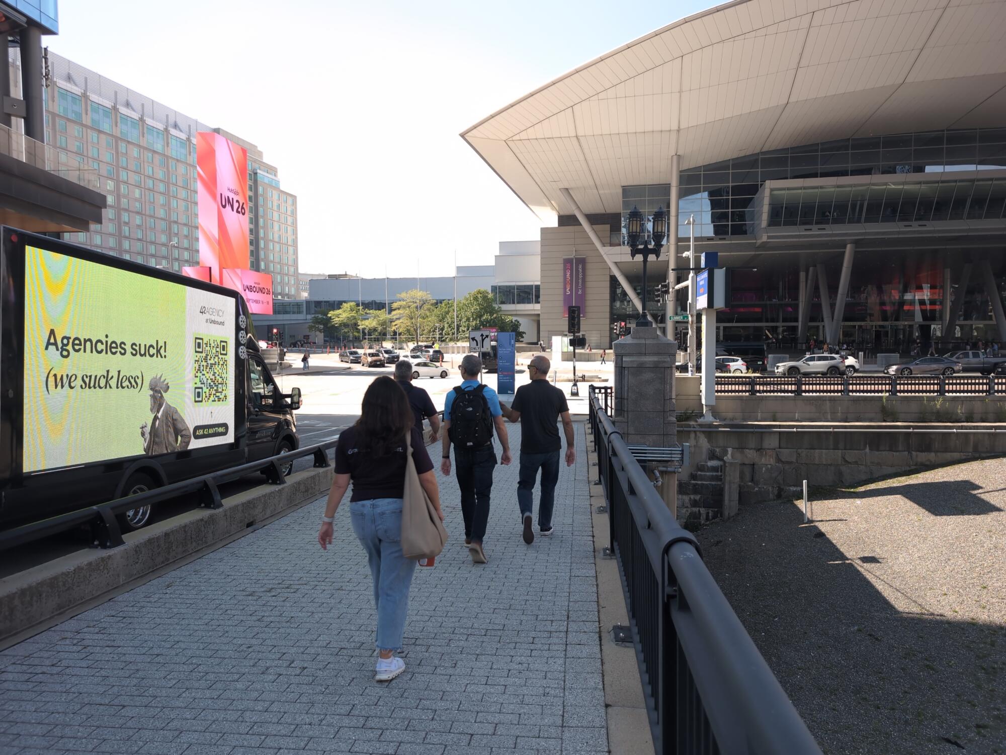 LED mobile billboard truck at the Thomas M. Menino Convention & Exhibition Center in Boston MA.